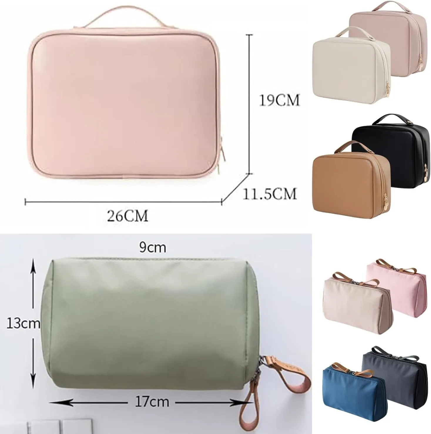 Set Patient Makeup Bag, Set Patient Makeup Pouch, Multi Compartment Toiletry Cosmetic Bag, Travel Makeup Pouch for Women, Portable Water Resistant Versatile Makeup Organizer Bag (Black Set)