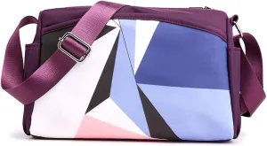 Shoulder Bag for Women Splicing Color Crossbody Bag Nylon Satchel Casual Handbag Commuter Purse