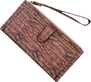 Slim Cork Wallet for Women with RFID protection, Vegan wallet purse Eco Friendly gift, Phone wallet (Bark)