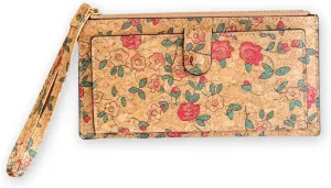 Slim Cork Wallet for Women with RFID protection, Vegan wallet purse Eco Friendly gift, Phone wallet (Floral)