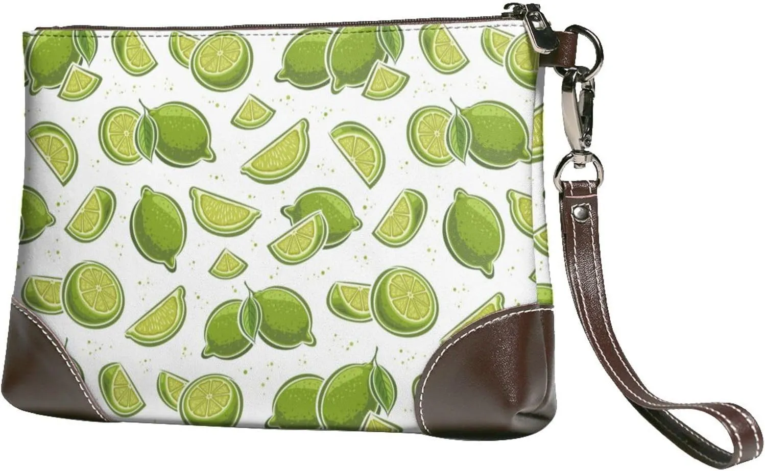 Small Clutch Purses for Women - Cute Fresh Limes Leather Wristlet Wallets for Women with Wrist Strap