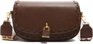 Small Leather Saddle Shoulder Bag with Guitar Strap Trendy Flap Saddle Purses Trendy Vegan Leather Crossbody Bag