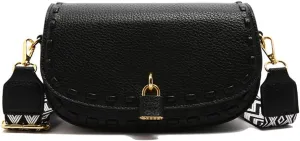 Small Leather Saddle Shoulder Bag with Guitar Strap Trendy Flap Saddle Purses Trendy Vegan Leather Crossbody Bag