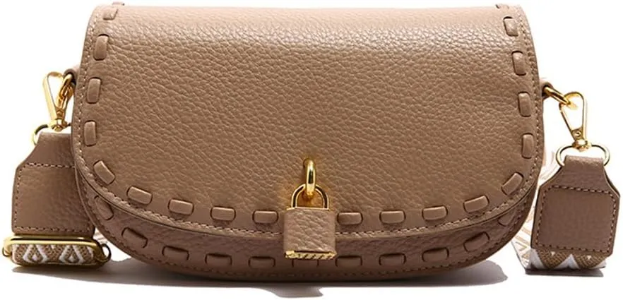 Small Leather Saddle Shoulder Bag with Guitar Strap Trendy Flap Saddle Purses Trendy Vegan Leather Crossbody Bag