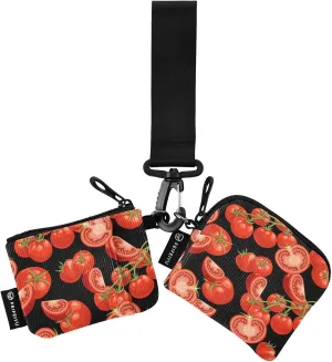 Small Wallet for Women Ripe Red Fresh Tomatoes Zip Around Dual Pouch Wristlet Wallets for Women Portable Card Wallet