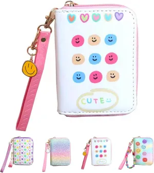 Smile Coin Purse Happy Face Wallet Girls Small Wallet Happy Kids Wallet with Charm Mini Coin Pouches with Strap Preppy Wallet Aesthetic Wallet Y2K for Women