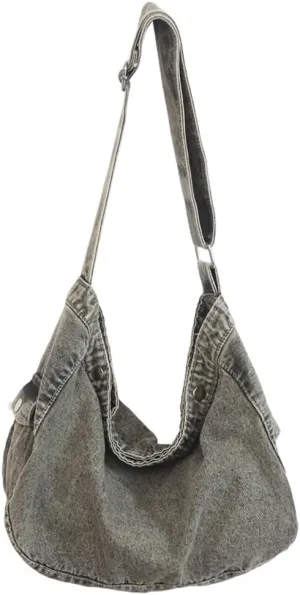 Soft Solid Denim Shoulder Bag Class Commuter Travel Cross Body Bags Fashion Simple Hobo Bag for Women 2025