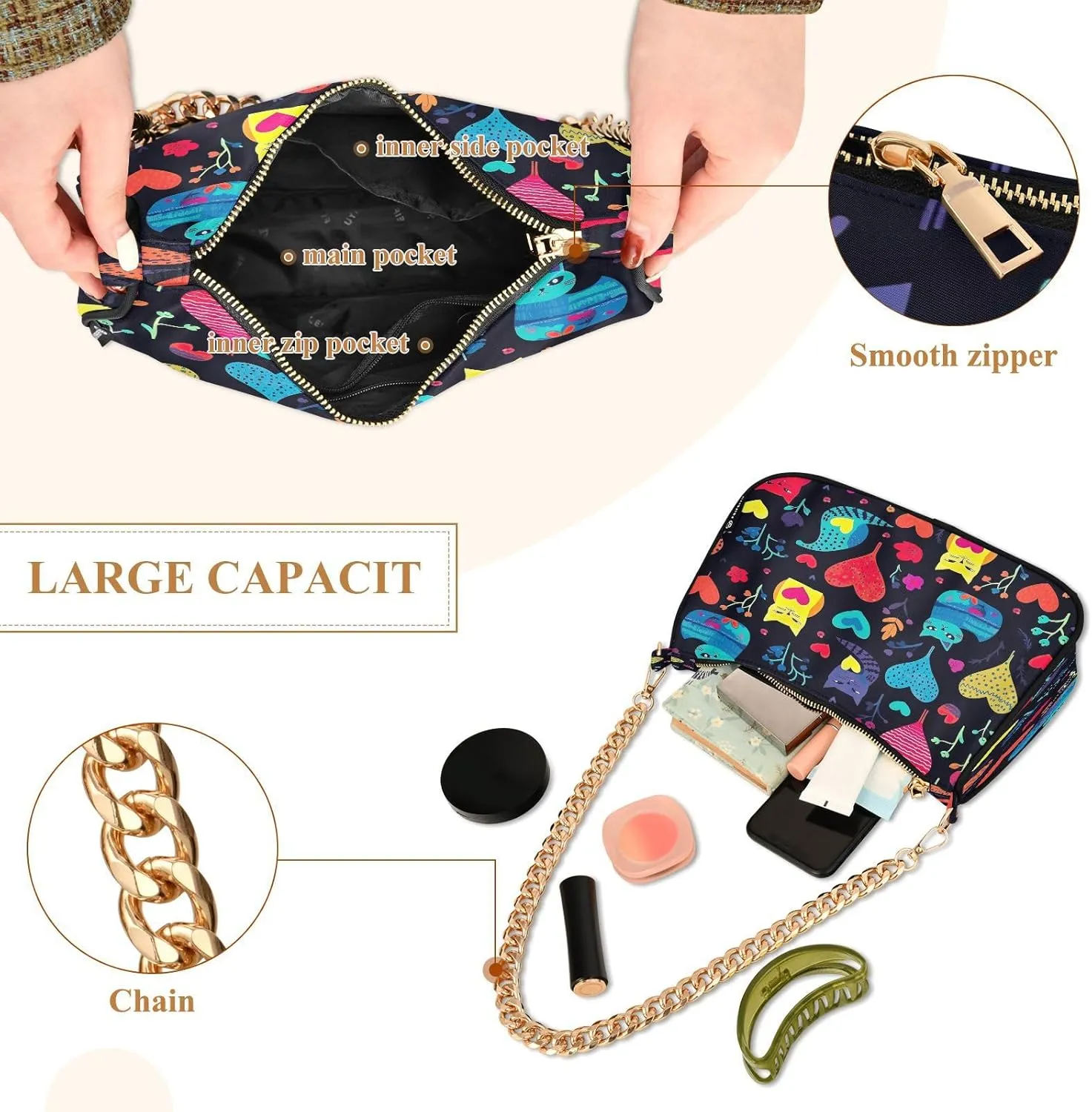 Solid Green Shoulder Bag with Zipper, Trendy Purses