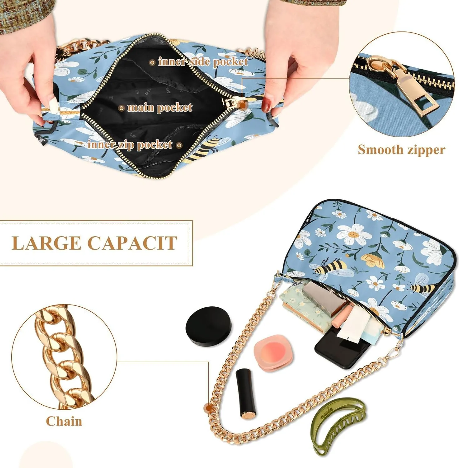 Solid Green Shoulder Bag with Zipper, Trendy Purses