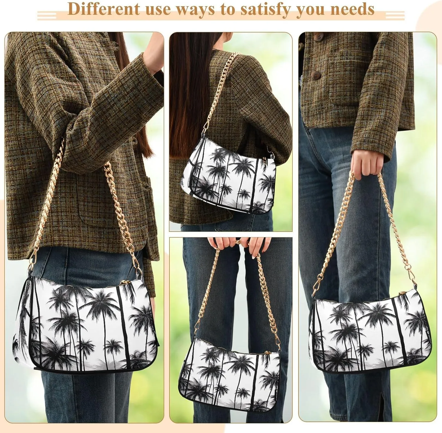 Solid Green Shoulder Bag with Zipper, Trendy Purses