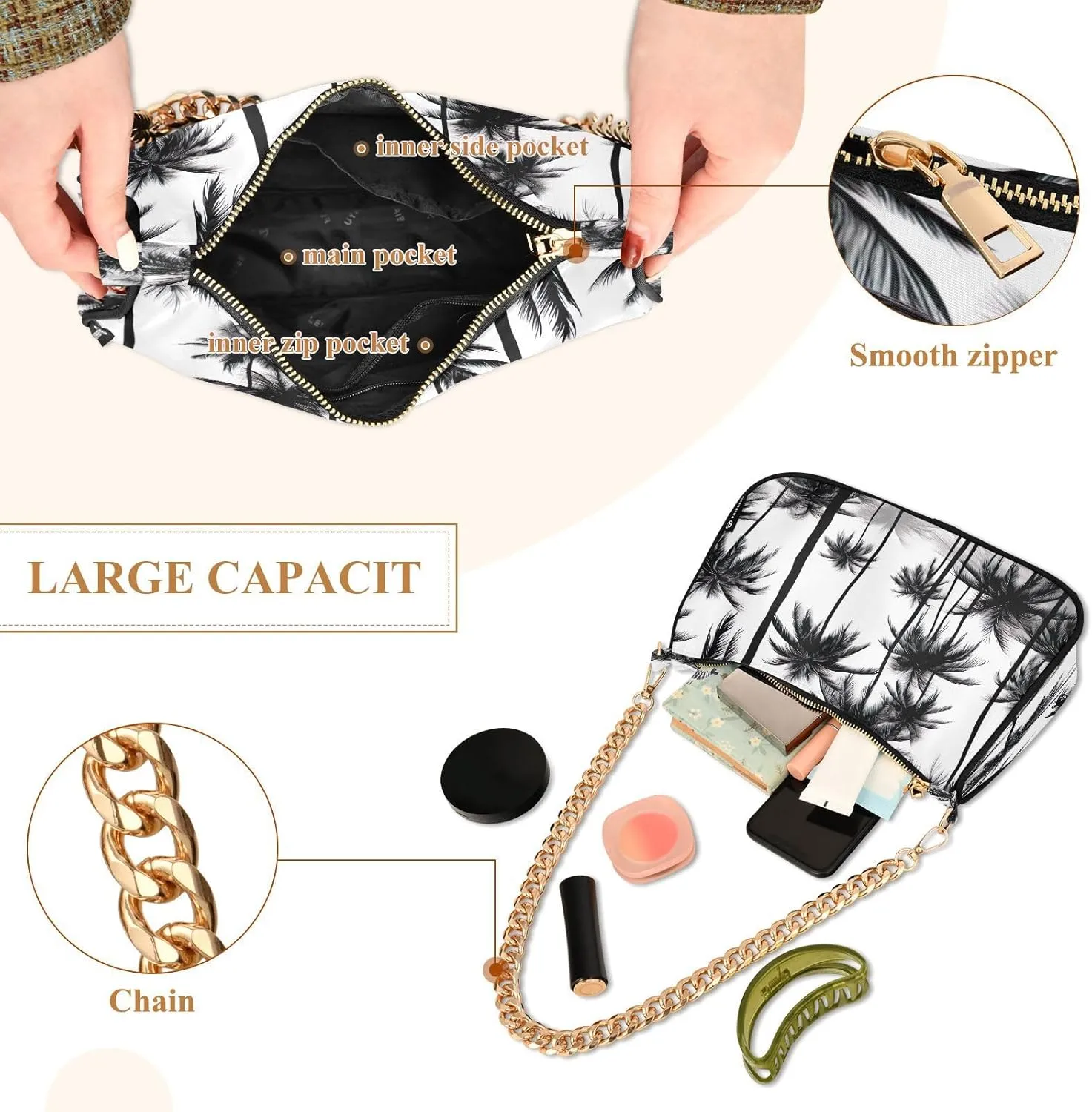 Solid Green Shoulder Bag with Zipper, Trendy Purses