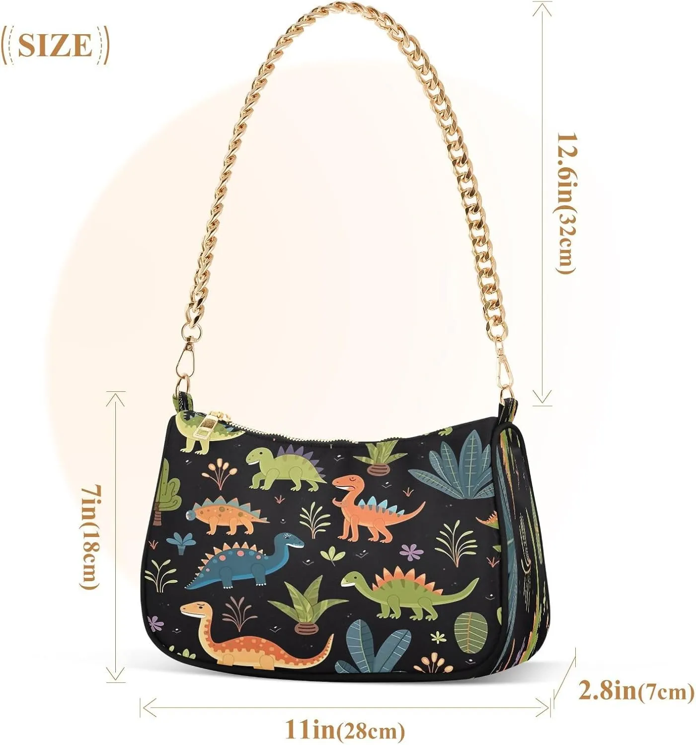 Solid Green Shoulder Bag with Zipper, Trendy Purses