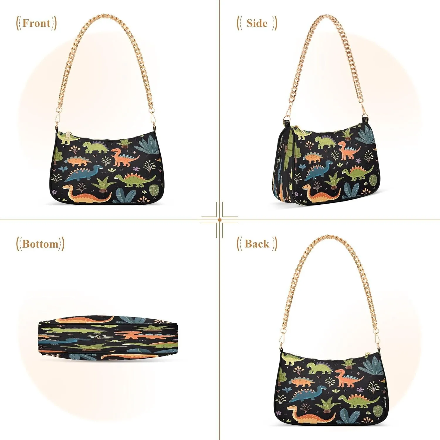 Solid Green Shoulder Bag with Zipper, Trendy Purses