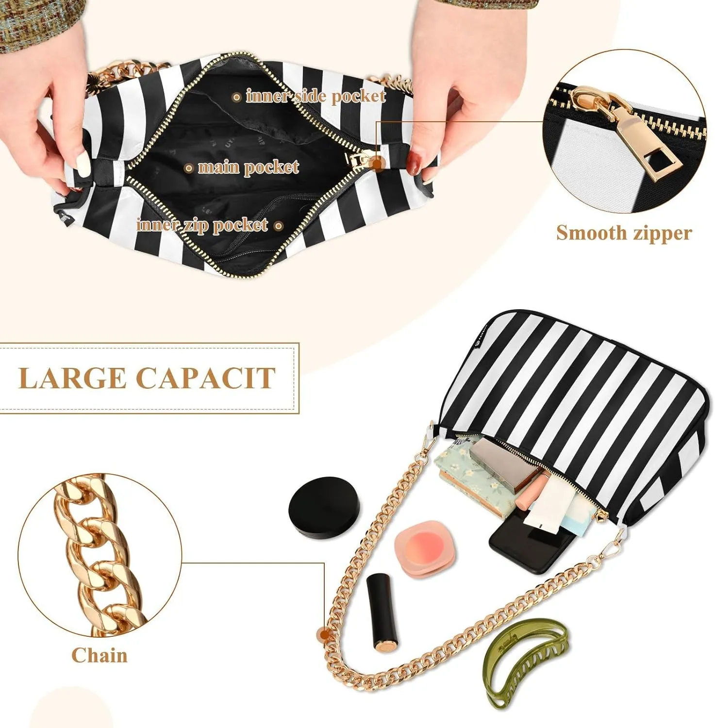 Solid Green Shoulder Bag with Zipper, Trendy Purses