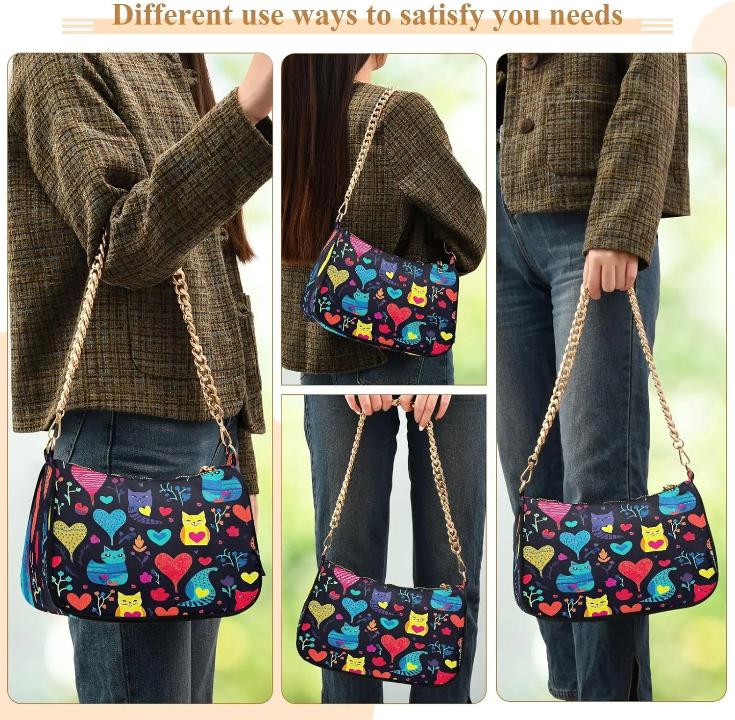 Solid Green Shoulder Bag with Zipper, Trendy Purses