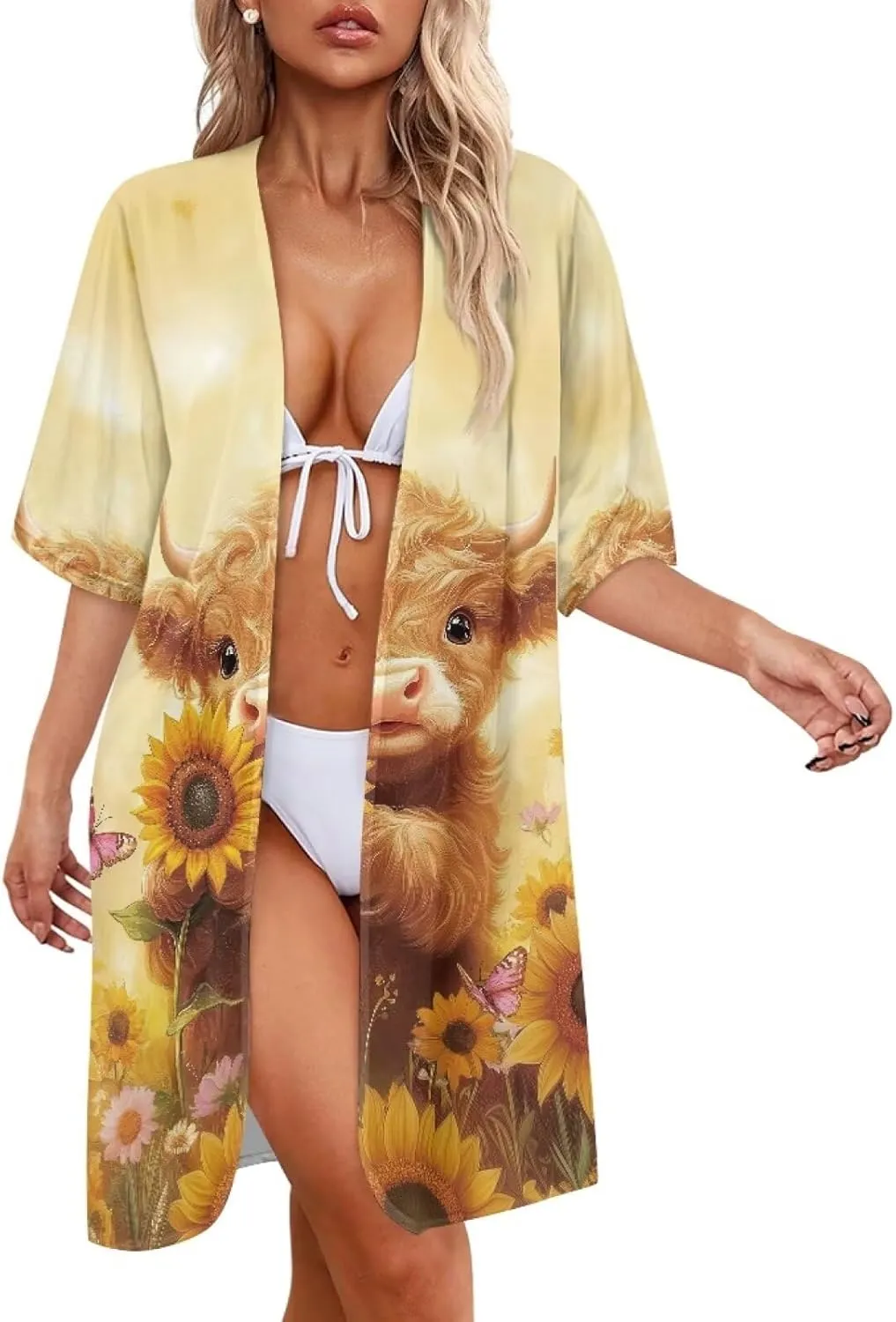 Summer Short Sleeve Cardigan for Women Trendy Beach Kimono Coverups Vintage