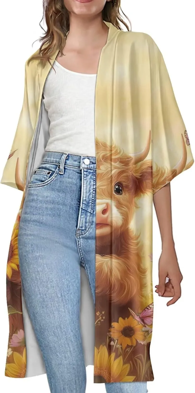 Summer Short Sleeve Cardigan for Women Trendy Beach Kimono Coverups Vintage