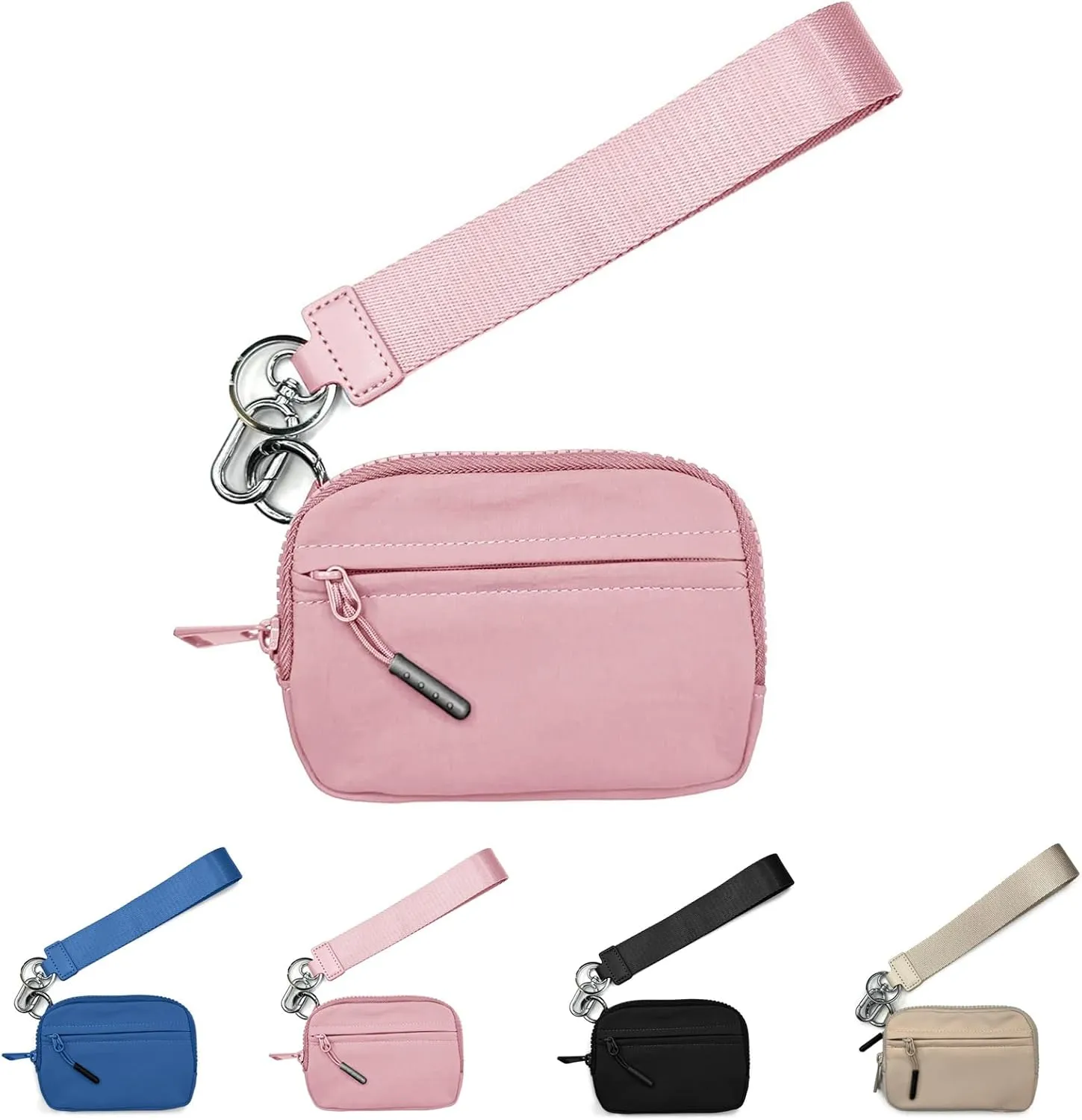 The Iris Wallet, The Wallet 2nd Gen wristlet wallet, Wristlet Wallets for Women, Waterproof Nylon Material Zippered Card Case with ID Window-Pink