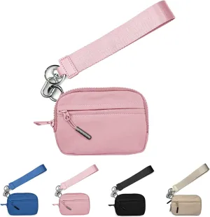 The Iris Wallet, The Wallet 2nd Gen wristlet wallet, Wristlet Wallets for Women, Waterproof Nylon Material Zippered Card Case with ID Window-Pink