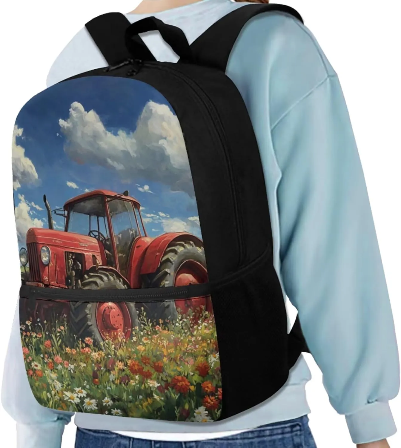 Tractor Backpack and Lunchbox 4-in-1 Cool 17 Inch School Bag for Boys 6-7 Ages Large Capacity School Knapsack with Padded Straps Versatile Lunch Bag Thermal
