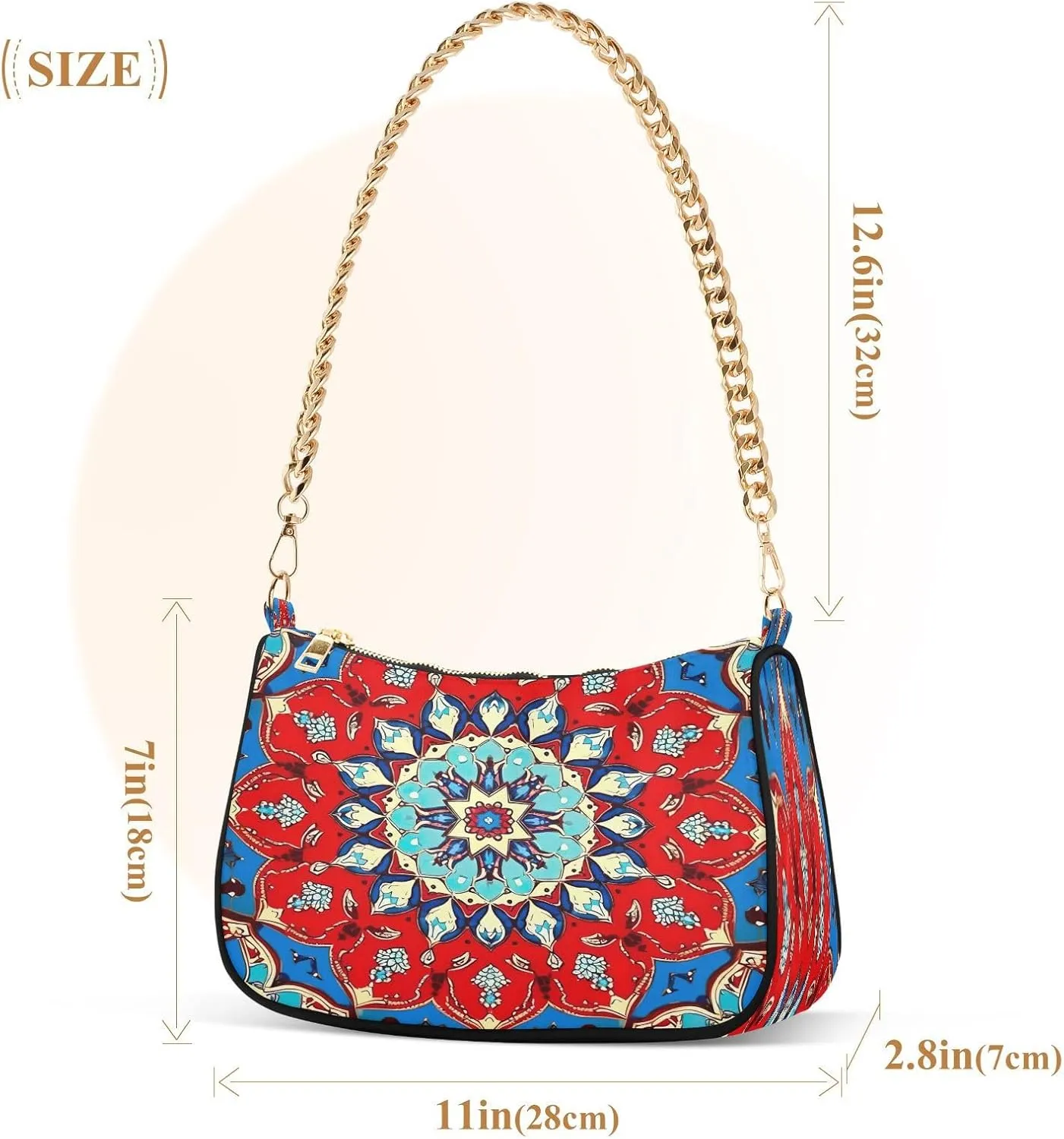 Traditional Hawaiian Style Floral Shoulder Bag with Zipper, Trendy Shoulder Purse