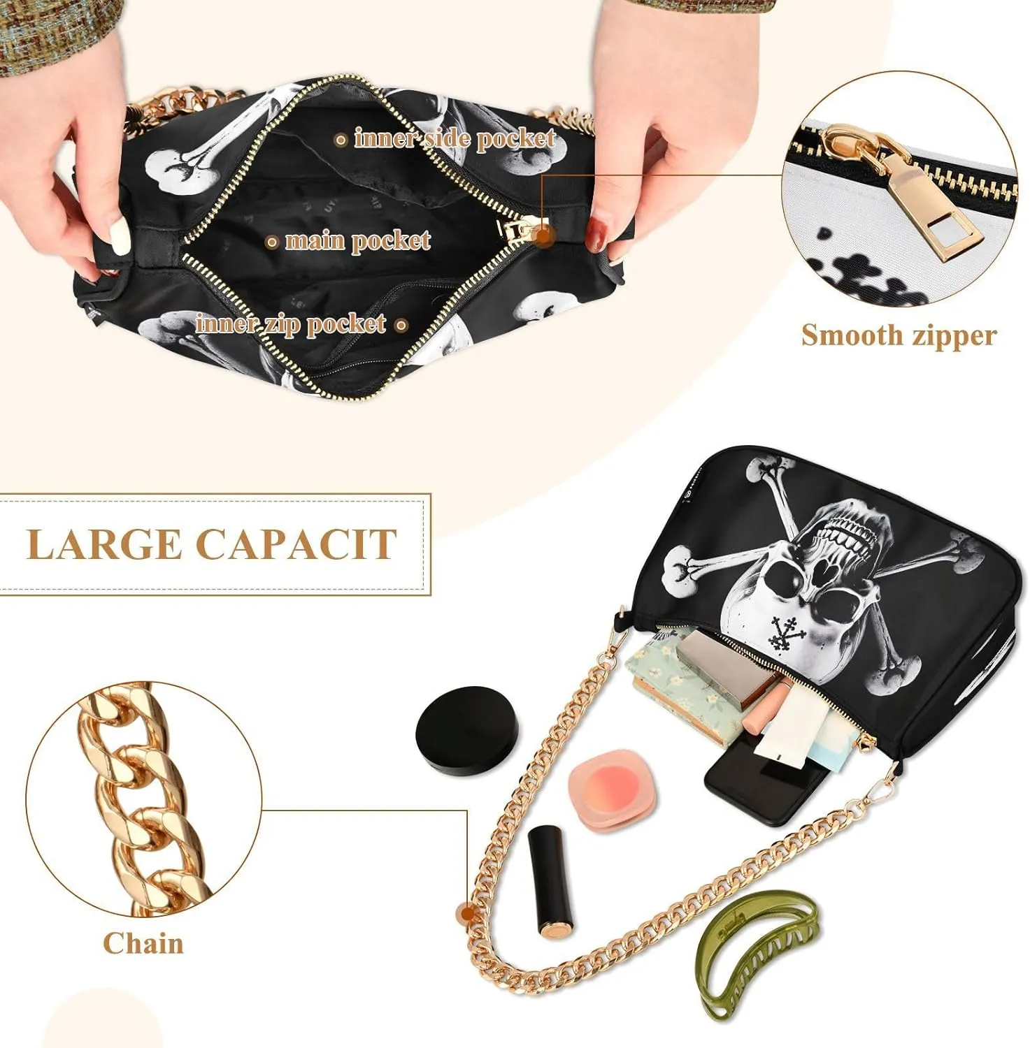 Traditional Hawaiian Style Floral Shoulder Bag with Zipper, Trendy Shoulder Purse