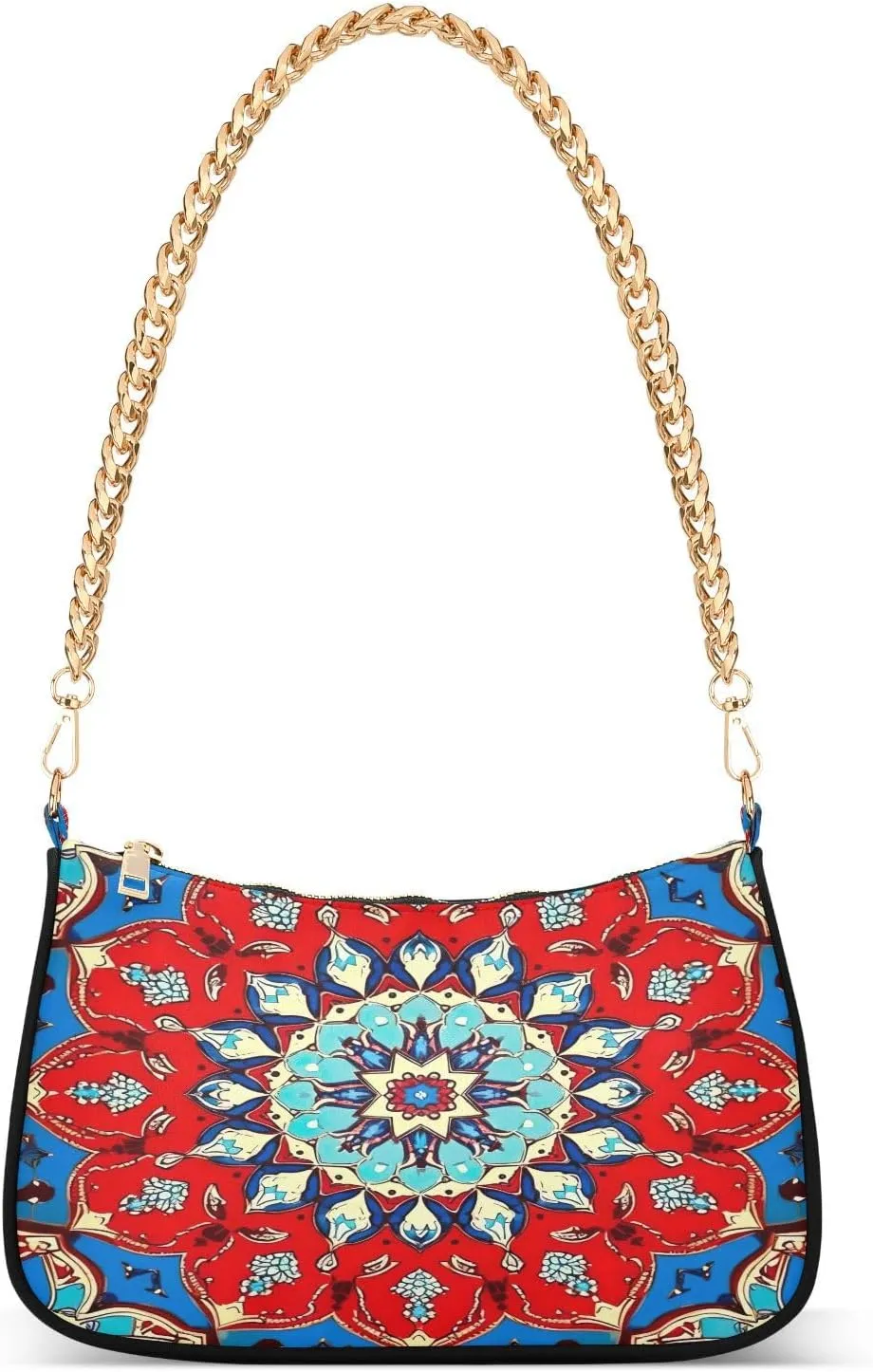 Traditional Hawaiian Style Floral Shoulder Bag with Zipper, Trendy Shoulder Purse