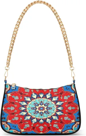 Traditional Hawaiian Style Floral Shoulder Bag with Zipper, Trendy Shoulder Purse