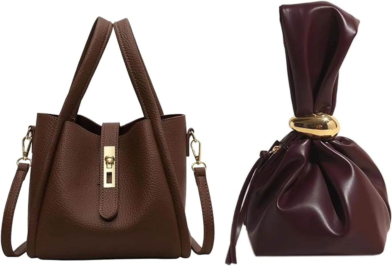 Trendy Vintage Bucket Bag&Wristlet Handbag for Women