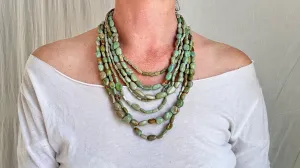 Turquoise and Ancient Silver Necklace. Multi-Strand. 2020