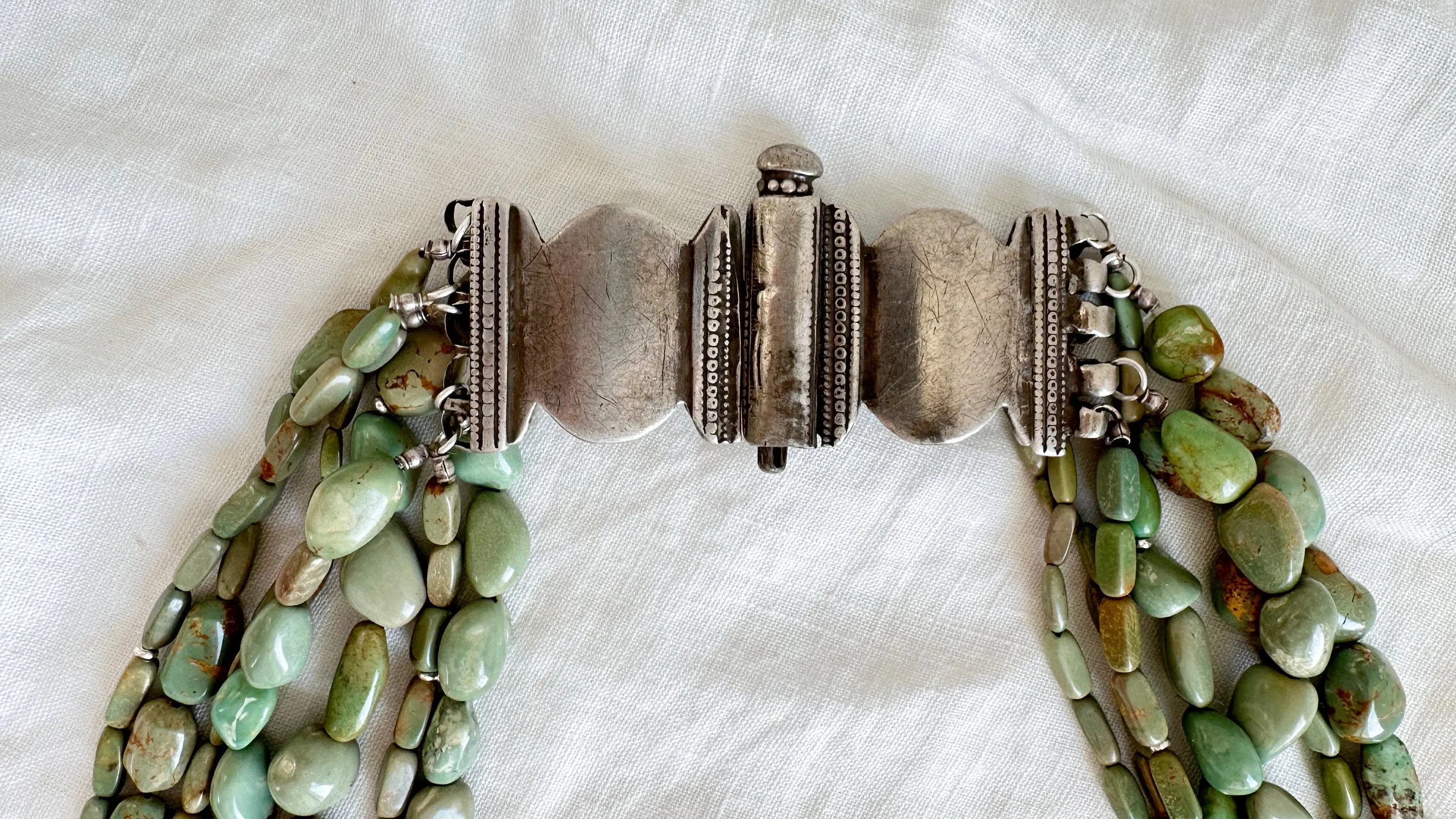 Turquoise and Ancient Silver Necklace. Multi-Strand. 2020
