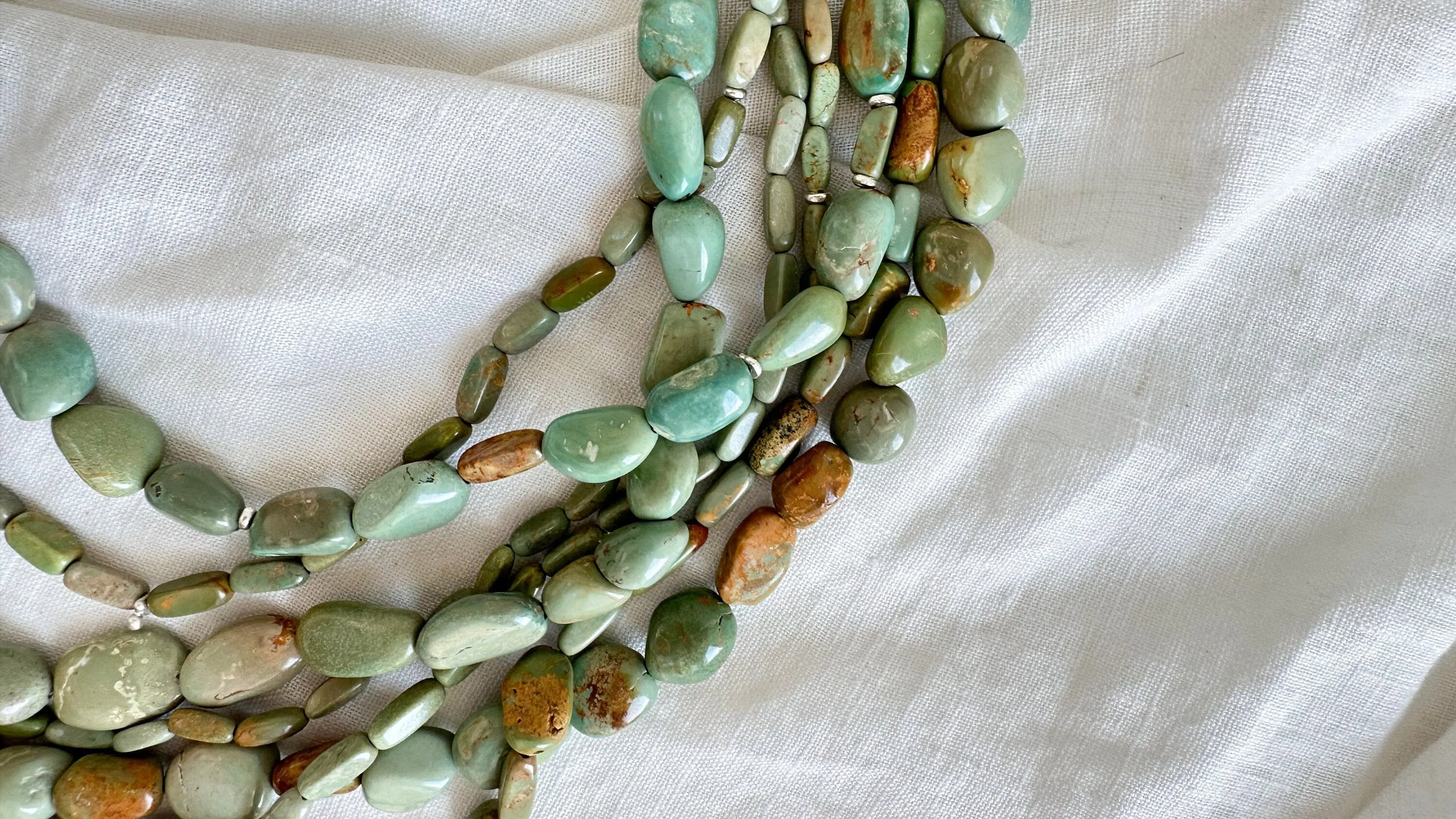 Turquoise and Ancient Silver Necklace. Multi-Strand. 2020