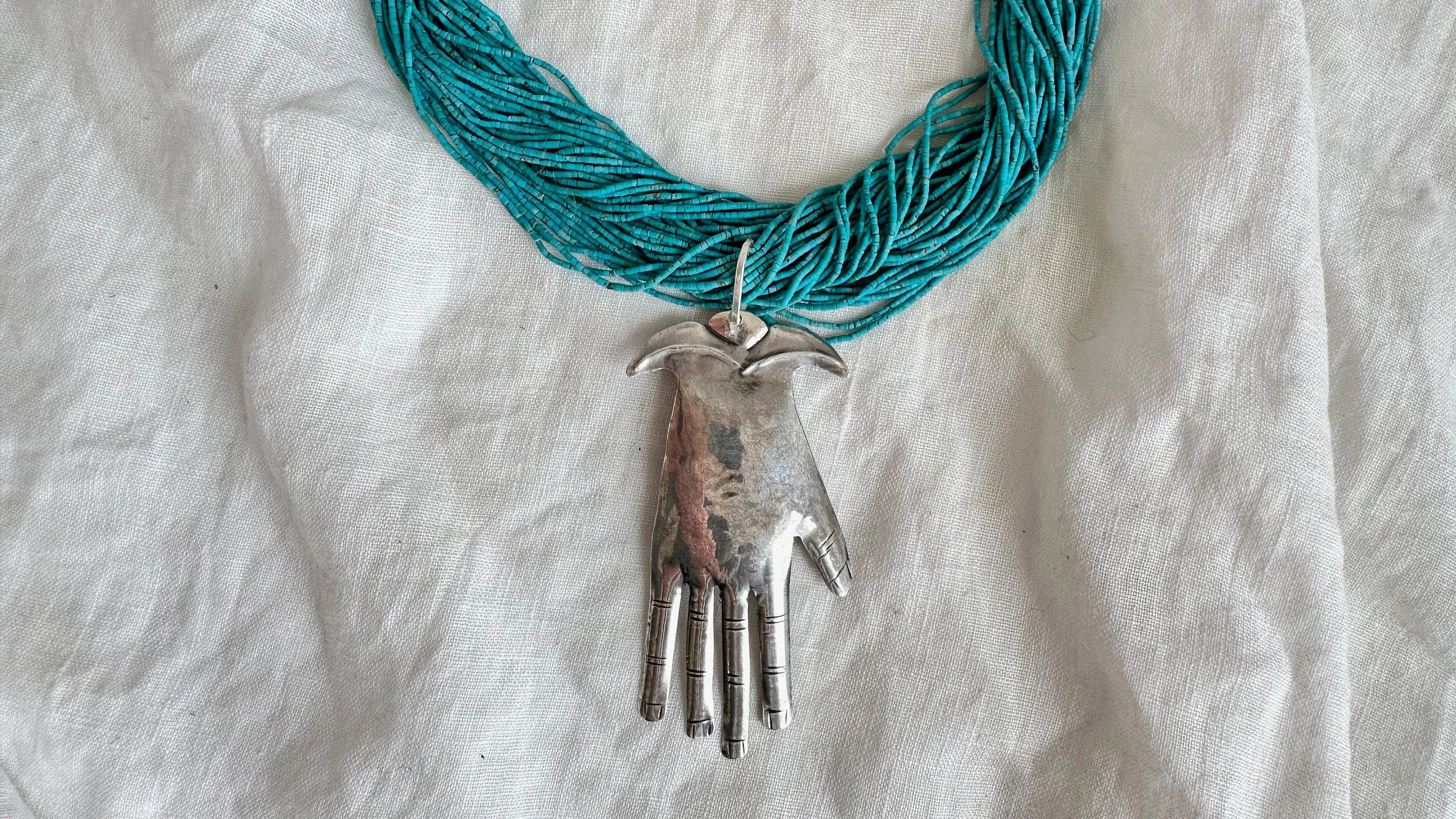 Turquoise and Silver Multi-Strand Necklace. 1374