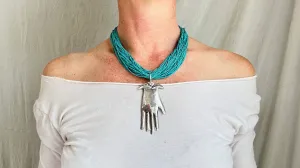 Turquoise and Silver Multi-Strand Necklace. 1374