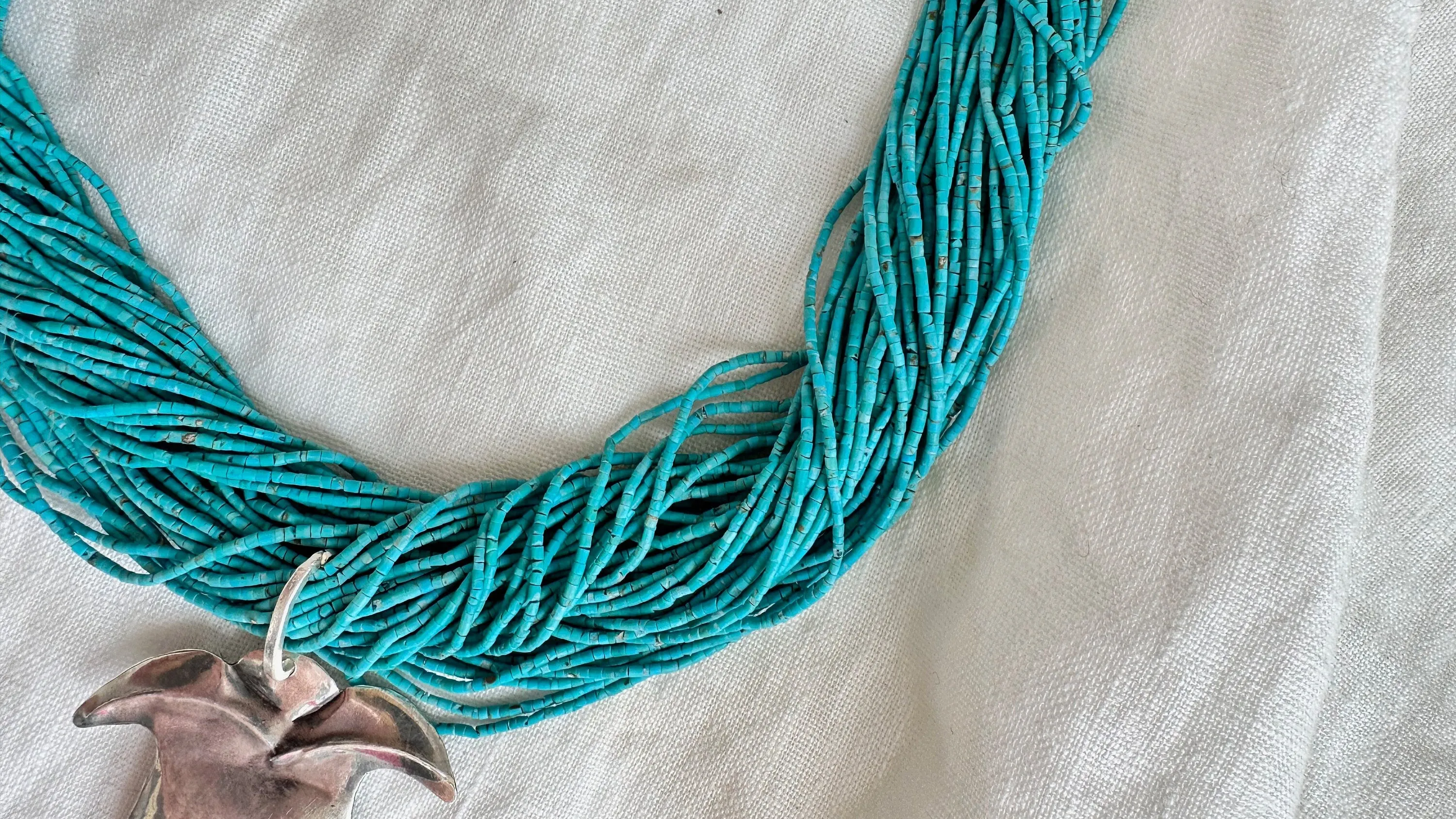 Turquoise and Silver Multi-Strand Necklace. 1374