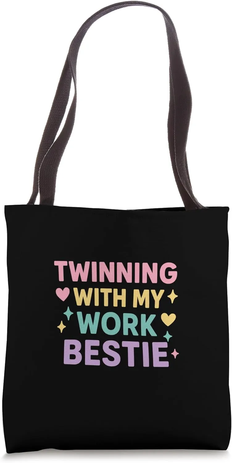 Twinning With My Work Bestie Pastel Office Friendship Humor Tote Bag