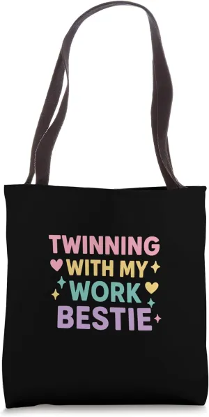 Twinning With My Work Bestie Pastel Office Friendship Humor Tote Bag