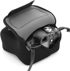 USA GEAR Compact Camera Pouch  Soft Neoprene Camera Sleeve Compatible with Sony ZV-1, Panasonic Lumix, Canon PowerShot, Olympus Pen, Nikon1, & More Small Mirrorless Cameras (4.5 x 4.5 x 2.65 in)
