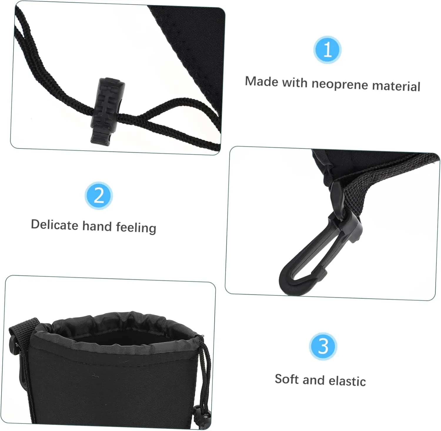Vaguelly 2 Pcs Neoprene Lens Bags Pouches Camera Filter Pouch Lightweight and Elastic for Dslr Cameras