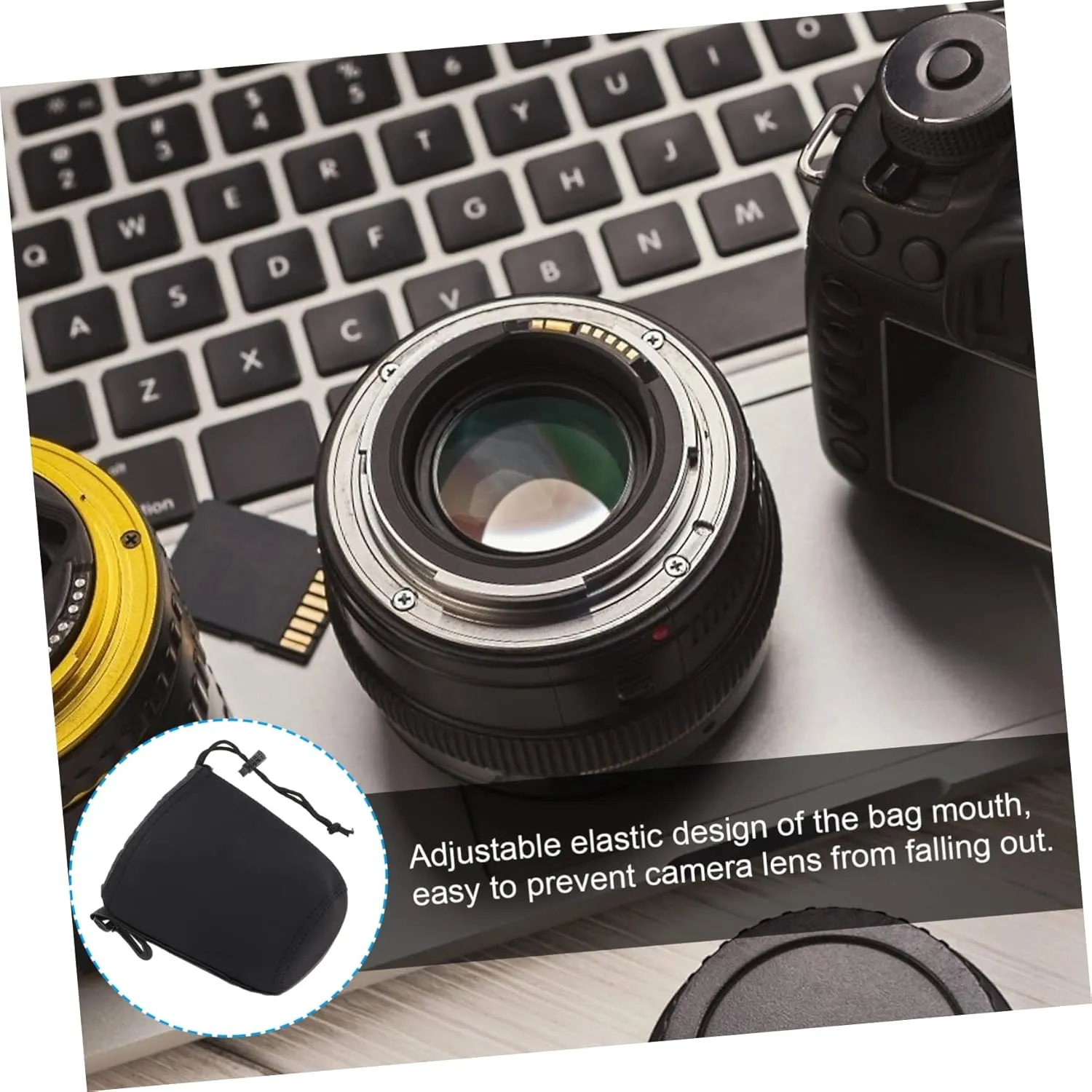 Vaguelly 2 Pcs Neoprene Lens Bags Pouches Camera Filter Pouch Lightweight and Elastic for Dslr Cameras
