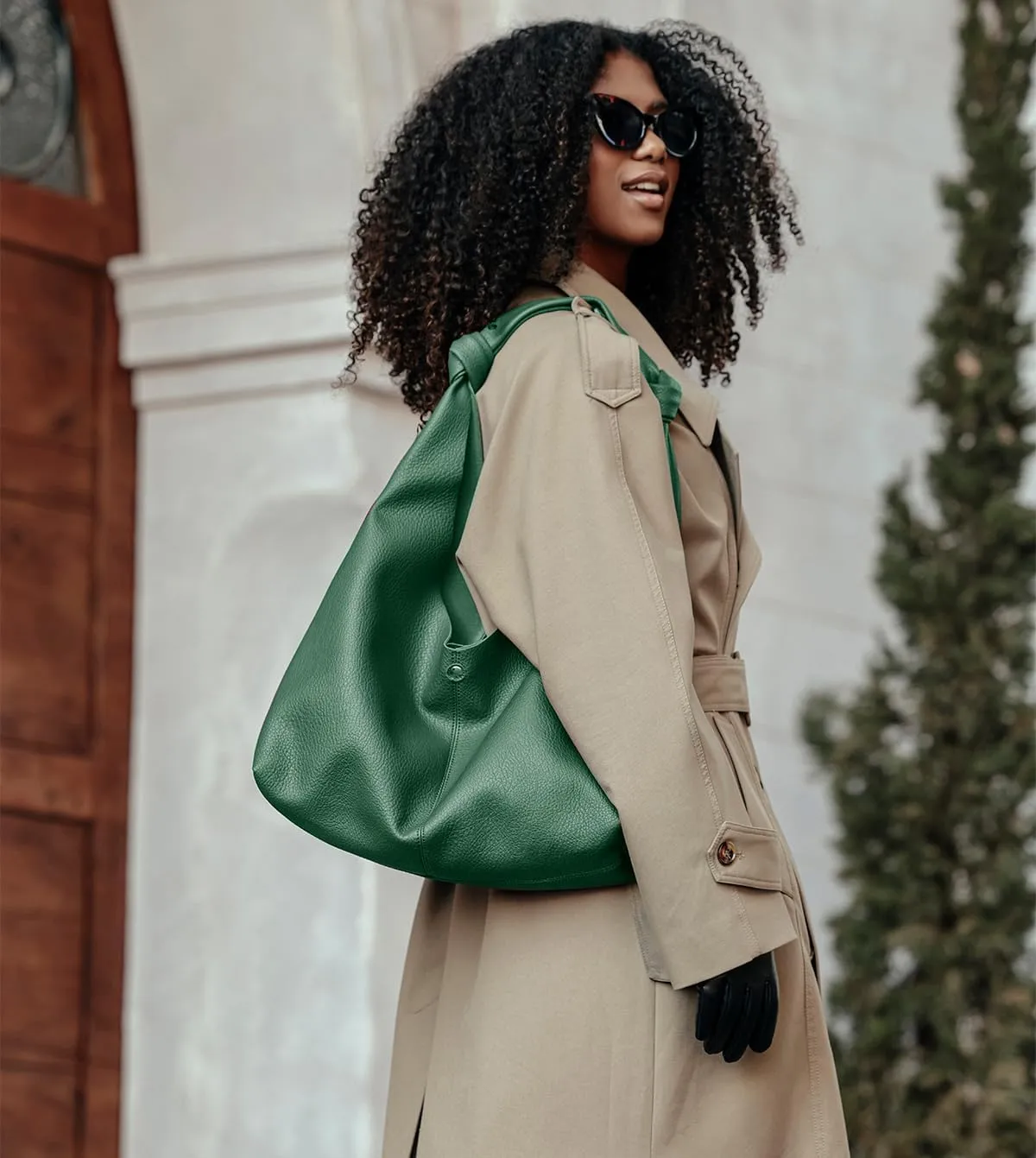 Vegan Leather Hobo Purses set, Slouchy Shoulder Bag Knotted Hobo Bags for Women with a small purse