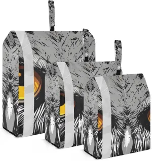 Vintage Owl Eyes Packing Cubes Set of 3, Lightweight Travel Luggage Organizers Foldable Bags for Easy Packing and Organization