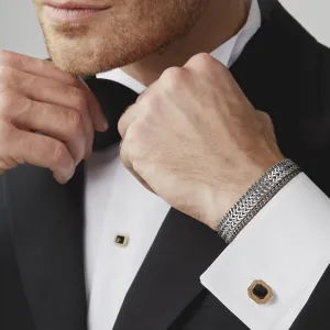Vnox Layered Bracelets for Men, Black Franco Chain, Cuban Chain, Stainless Steel Simple Wristband, Casual Fashion Jewelry