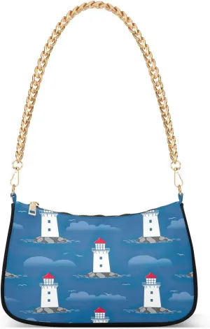 Whimsical Sweet Lighthouse Blue Small Womens Purse, Trendy Purse