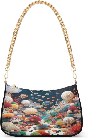 White Texture Black Small Shoulder Bag, Purse Trendy