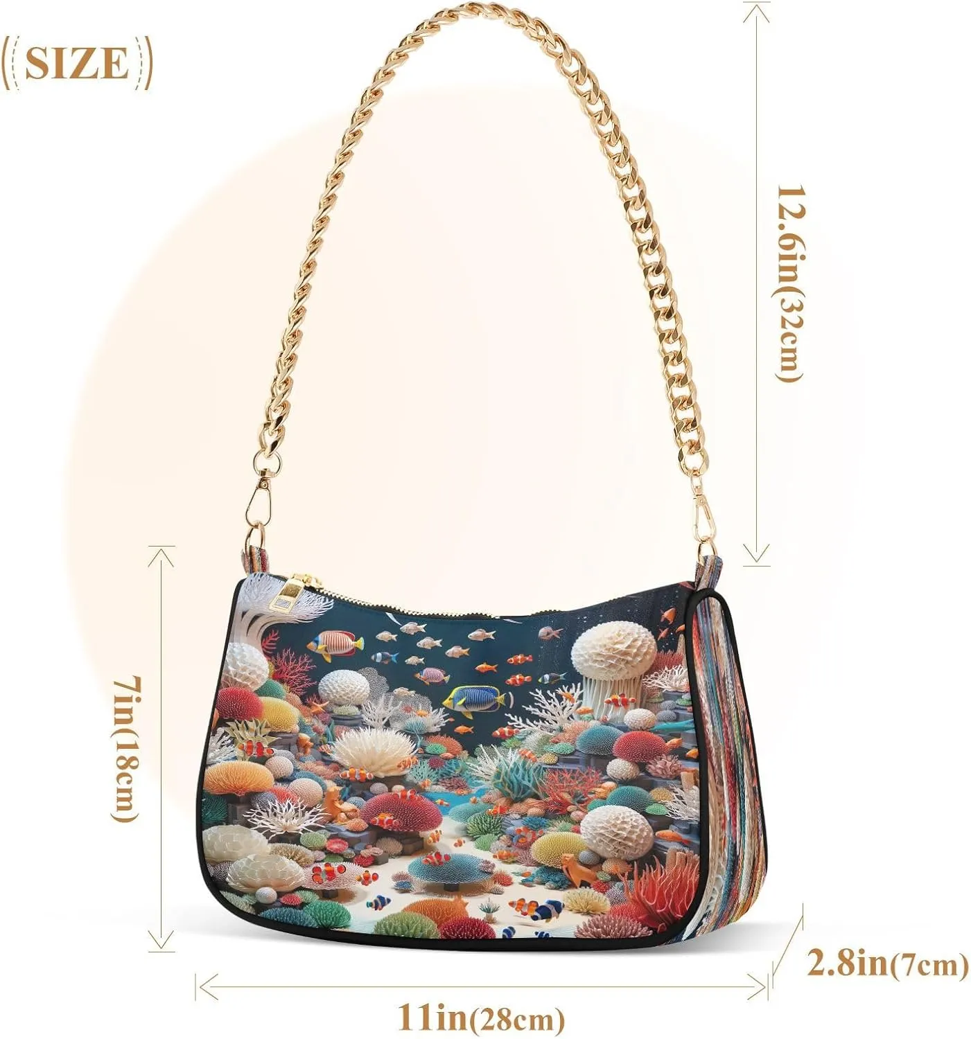 White Texture Black Small Shoulder Bag, Purse Trendy