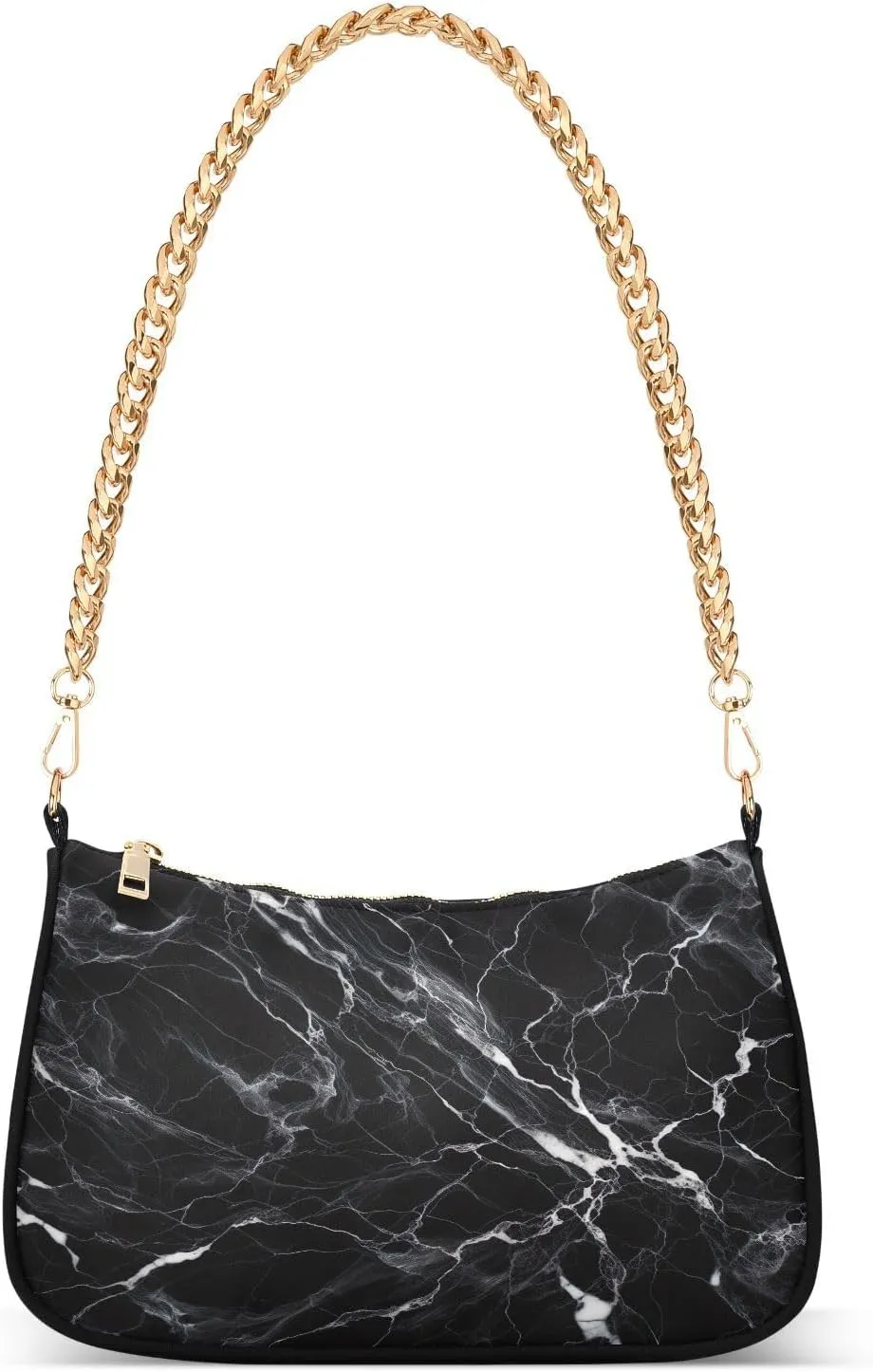 White Texture Black Small Shoulder Bag, Purse Trendy