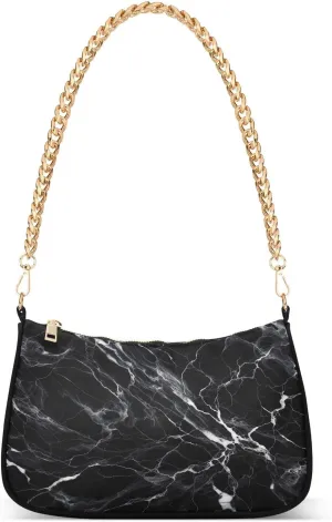 White Texture Black Small Shoulder Bag, Purse Trendy