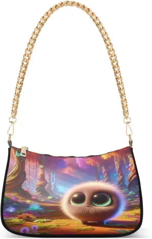 White Texture Black Small Shoulder Bag, Purse Trendy