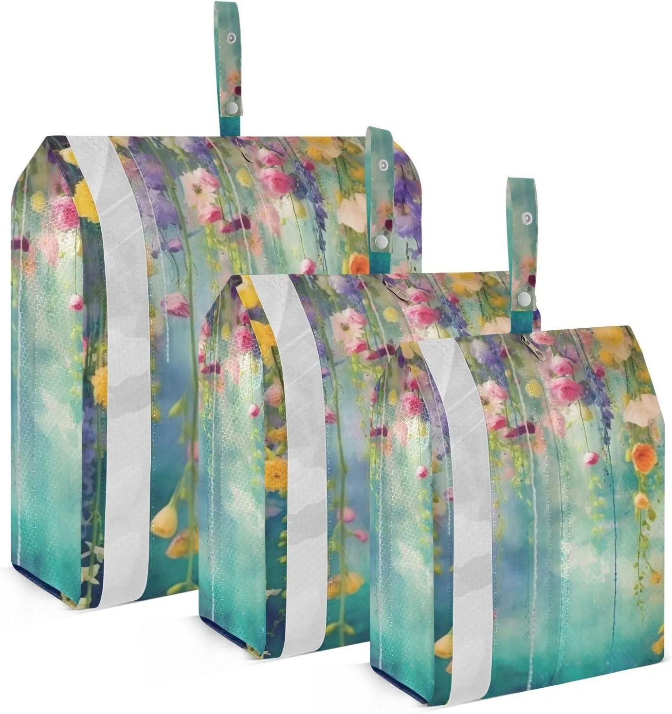 Wisteria Flower Blurred Painting Packing Cubes Set of 3, Lightweight Travel Luggage Organizers Foldable Bags for Easy Packing and Organization